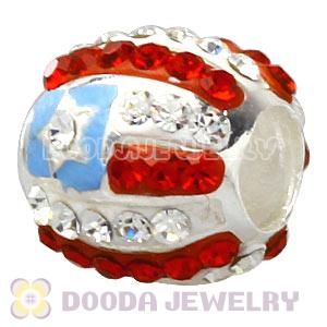 925 Sterling Silver Charm Beads With Austrian Crystal 