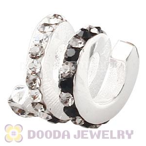 925 Sterling Silver Swirl Charm Beads With Austrian Crystal 