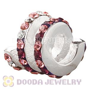925 Sterling Silver Swirl Charm Beads With Austrian Crystal 