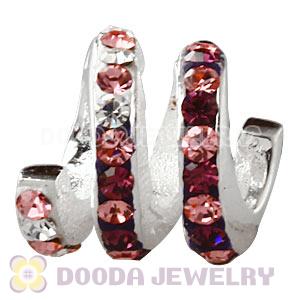 European Sterling Silver Swirl Bead With Austrian Crystal Wholesale