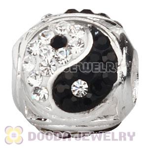 925 Sterling Silver Yin Yang Beads With Austrian Crystal 
