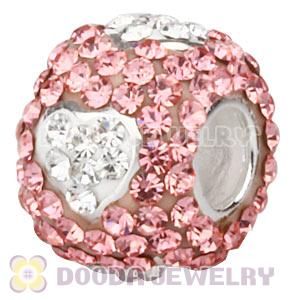 925 Sterling Silver Charm Beads With Heart Austrian Crystal 