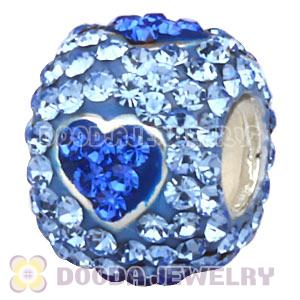 925 Sterling Silver Charm Beads With Heart Austrian Crystal 