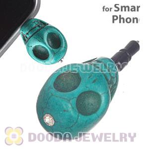 17×18mm Turquoise Skull Earphone Jack Plug For iPhone Wholesale