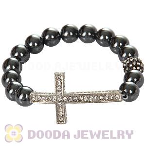 10mm Black Hematite Honesty Bracelets With Cross Wholesale 