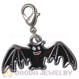 Platinum Plated Alloy Enamel European Jewelry Black Bat Charms Wholesale 