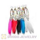 120 Pair Per Bag Multi Coloured Cheap Long Feather Earrings Wholesale