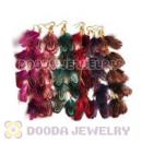 120 Pair Per Bag Multi Coloured Cheap Long Feather Earrings Wholesale