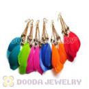 120 Pair Per Bag Multi Coloured Cheap Long Feather Earrings Wholesale