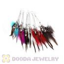 120 Pair Per Bag Multi Coloured Cheap Long Feather Earrings Wholesale