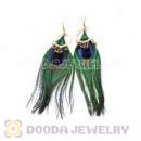 120 Pair Per Bag Multi Coloured Cheap Long Peacock Feather Earrings Wholesale