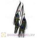 120 Pair Per Bag Multi Coloured Cheap Long Peacock Feather Earrings Wholesale