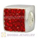 925 Sterling Silver Dice Charm Beads With Red Austrian Crystal Wholesale
