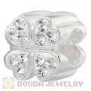 925 Sterling Silver Four Leaf Clover Charm Beads With White Austrian Crystal