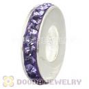 Sterling Silver European Spacer Beads With Lavender Austrian Crystal