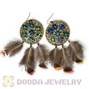 120 Pair Per Bag Multi Coloured Cheap Long Feather Earrings Wholesale