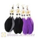 120 Pair Per Bag Multi Coloured Cheap Long Feather Earrings Wholesale