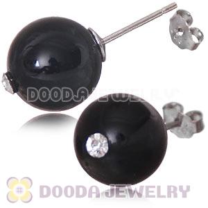 10mm Black Onyx Sterling Silver Stud Earrings Wholesale