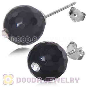10mm Black Onyx Sterling Silver Stud Earrings Wholesale