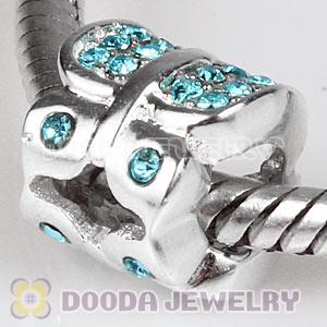 925 Sterling Silver Flutter Sky Bead with Aquamarine Austrian Crystal