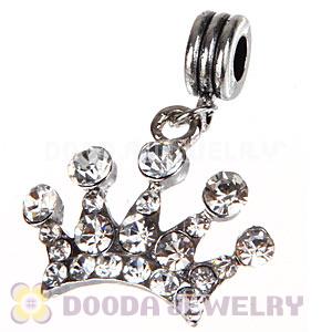 Platinum Plated Alloy European Crown Charms With Stone 