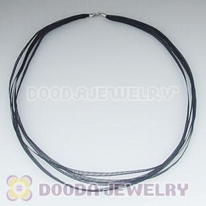 42cm European Style Black Silk Necklace with sterling silver clasp