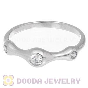 Platinum Plated Stackable Halo Ring With Austrian Crystal Diamond