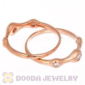 Rose Gold Plated Stackable Halo Ring With Austrian Crystal Diamond