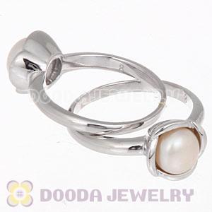 Platinum Plated Stackable Bloom Pearl Ring Wholesale