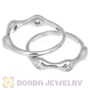 Platinum Plated Stackable Halo Ring With Austrian Crystal Diamond
