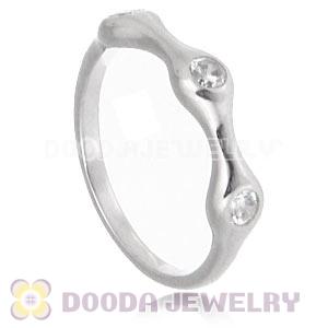 Platinum Plated Stackable Halo Ring With Austrian Crystal Diamond