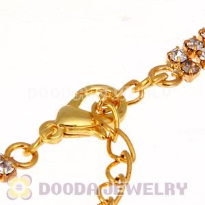 Gold Plated Alloy Crystal Bracelets Chain Wholesale With Lobster Clasp