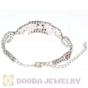 Silver Plated Alloy Crystal Bracelets Chain Wholesale With Lobster Clasp