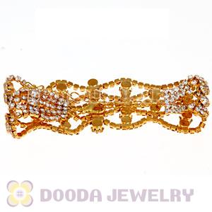 Gold Plated Alloy Crystal Bracelets Chain Wholesale With Lobster Clasp