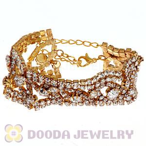 Gold Plated Alloy Crystal Bracelets Chain Wholesale With Lobster Clasp