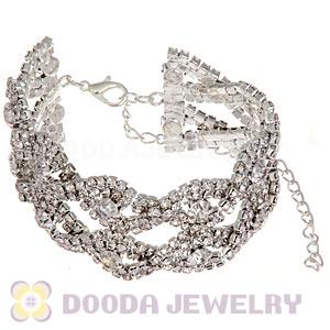 Silver Plated Alloy Crystal Bracelets Chain Wholesale With Lobster Clasp