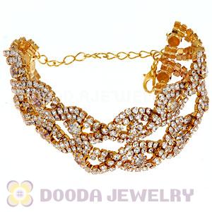 Gold Plated Alloy Crystal Bracelets Chain Wholesale With Lobster Clasp