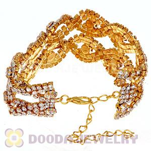 Gold Plated Alloy Crystal Bracelets Chain Wholesale With Lobster Clasp