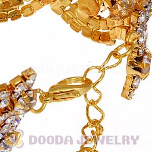 Gold Plated Alloy Crystal Bracelets Chain Wholesale With Lobster Clasp
