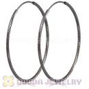 45mm Gun Black Plated Silver Hoop Earrings European Beads Compatible