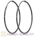 45mm Gun Black Plated Silver Hoop Earrings European Beads Compatible