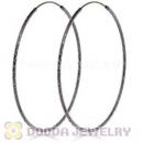 55mm Gun Black Plated Silver Hoop Earrings European Beads Compatible