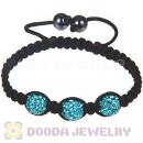 Wholesale On Sale Handmade Pave Cyan Crystal Macrame Bracelets