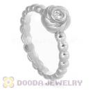 Platinum Plated Stackable Blooming Rose Ring With Austrian Crystal Diamond