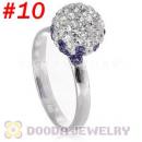 10mm Bicolourable Czech Crystal Ball 925 Sterling Silver Rings Wholesale
