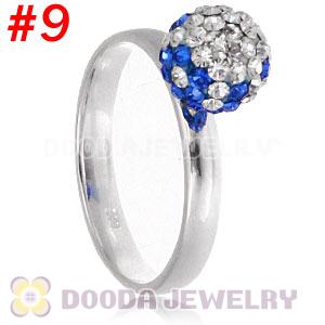 8mm Czech Crystal Ball 925 Sterling Silver Rings Wholesale
