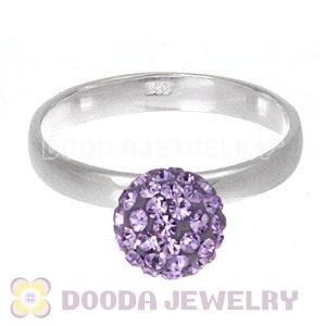 8mm Lavender Czech Crystal Ball 925 Sterling Silver Rings Wholesale