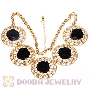 Fashion Crystal Rose Flower Choker Collar Necklace Wholesale