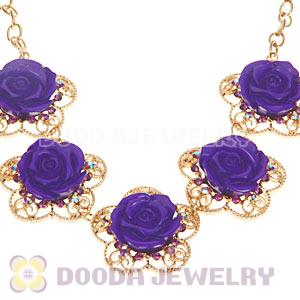 Fashion Crystal Rose Flower Choker Collar Necklace Wholesale