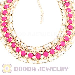 Gold Chain Resin Diamond Leather Chunky Choker Collar Necklace Wholesale